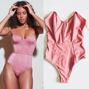 Fleur du Mal Blush Strapless One Piece Swimsuit